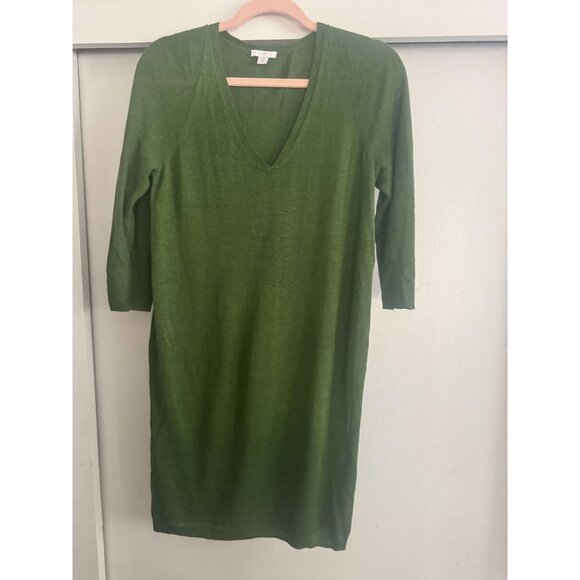J. JILL V NECK GREEN LIGHTWEIGHT SWEATER DRESS SZ XS PETITE - Picture 1 of 3